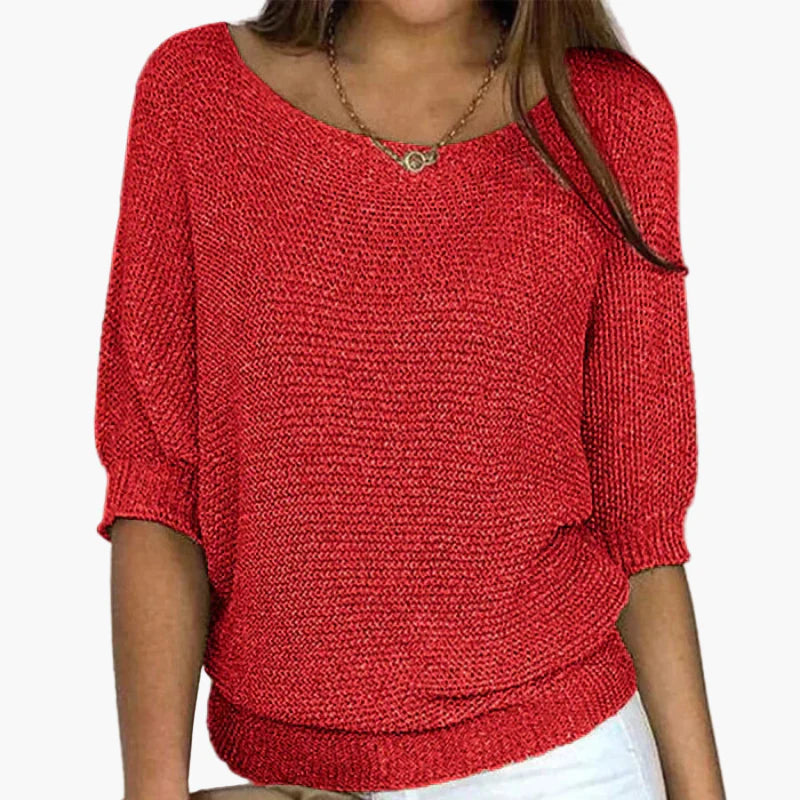Women's Relaxed Knit Pullover Sweater – Casual Everyday Loose Fit Top