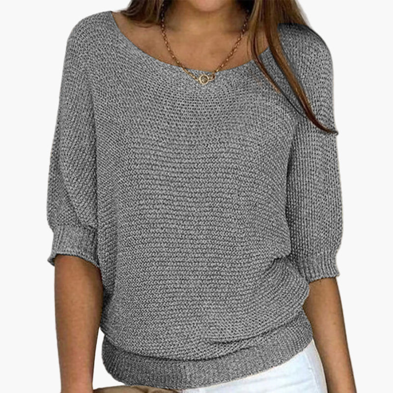 Women's Relaxed Knit Pullover Sweater – Casual Everyday Loose Fit Top