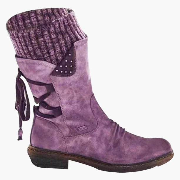 Women's Winter Mid-Calf Vintage Boots for Outdoor Comfort and Style