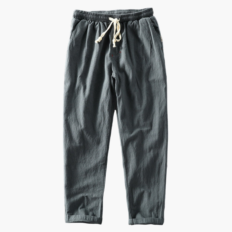 Men's Japanese Style Drawstring Trousers for Casual and Outdoor Wear