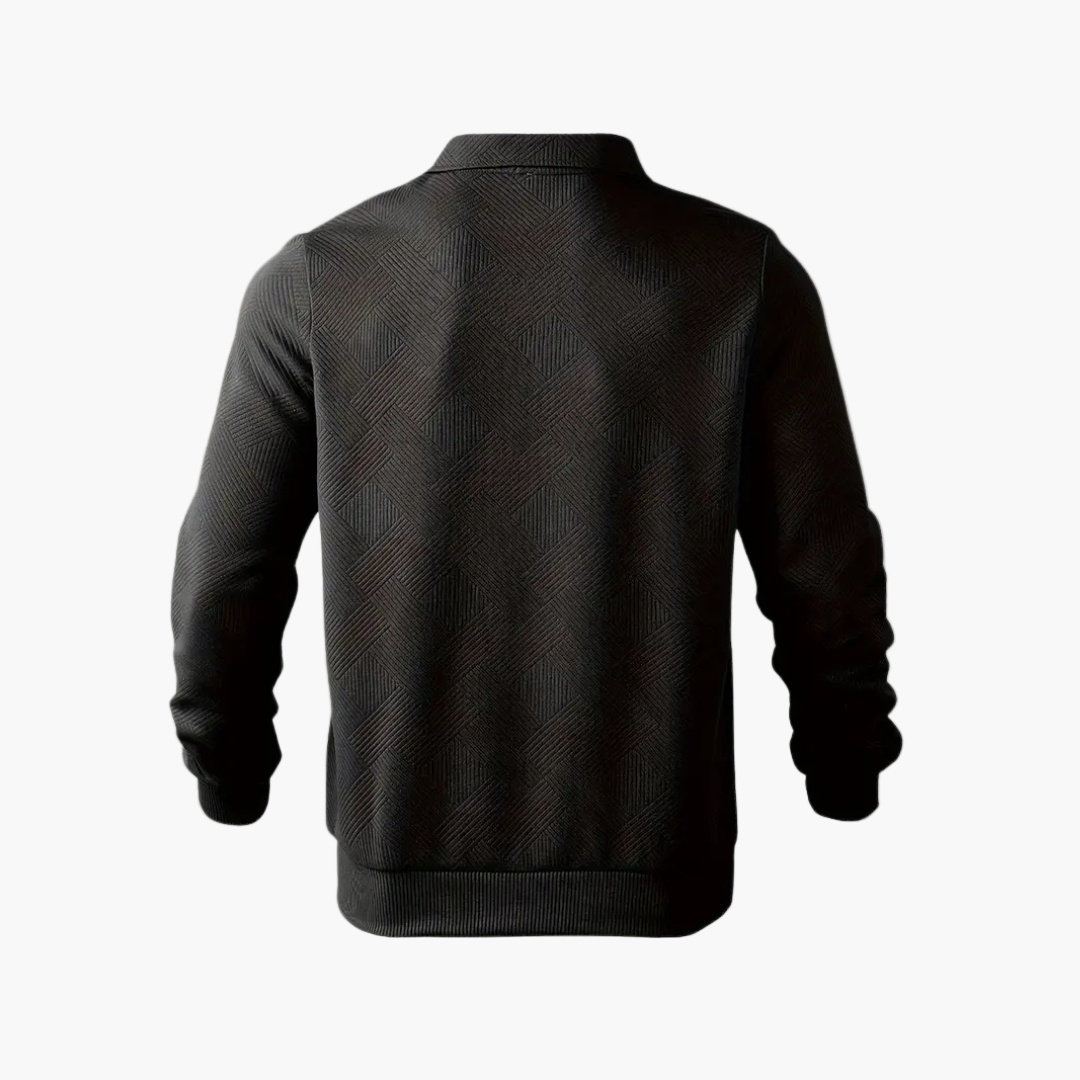 Men's Geometric Quarter-Zip Knit Sweater – Vintage-Inspired Casual Pullover