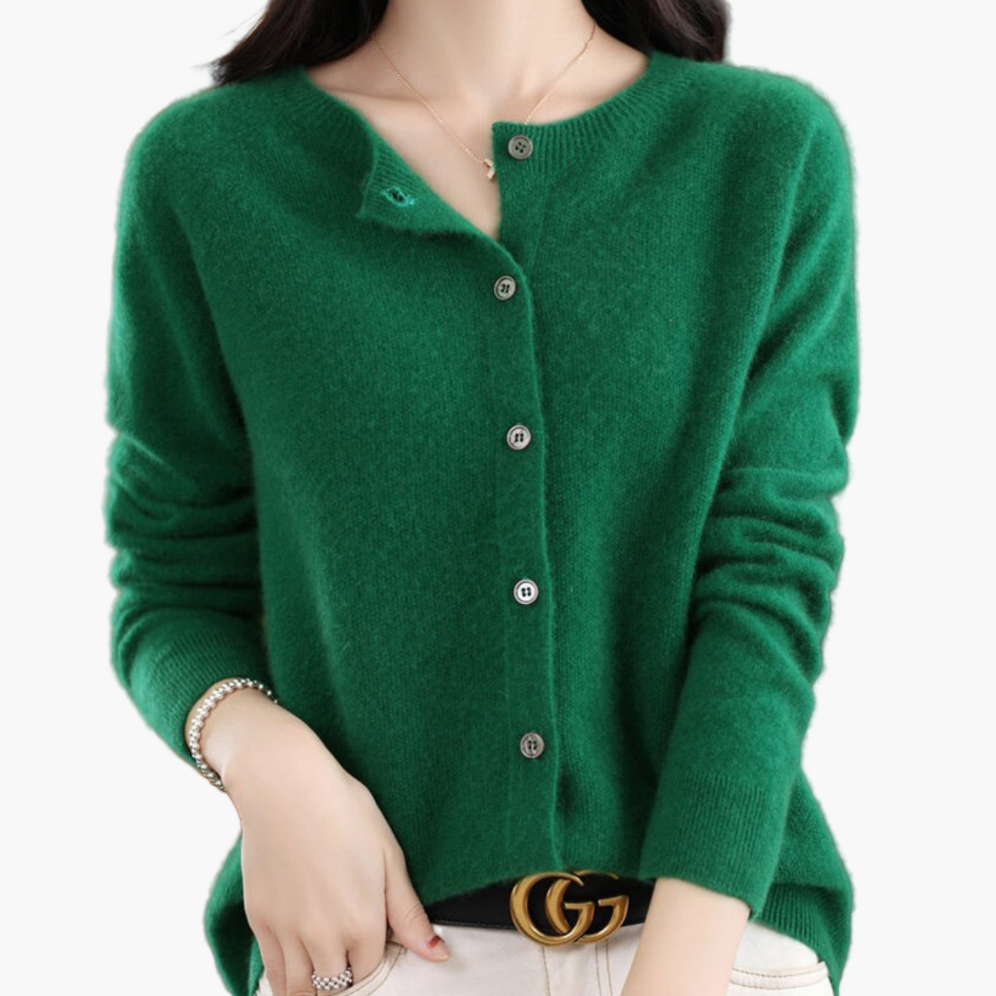 Women's Classic O-Neck Button-Down Cardigan Sweater – Elegant Everyday Layer
