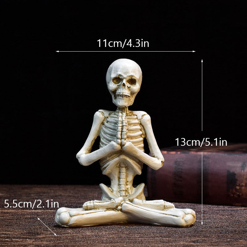 Halloween Skeleton Yoga Figurine Set – Spooky Meditation Decorations for Parties & Home