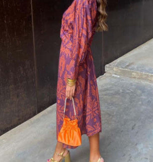 Tracy – Nine-Quarter Sleeve V-Neck Painted Dress