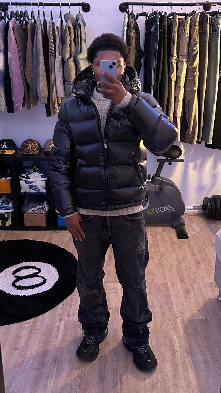 Men's Glossy Puffer Jacket – Urban Winter Street Style Outerwear