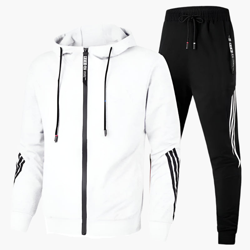 Men's Athletic Tracksuit Set – Sporty Hooded Jacket and Jogger Pants for Training and Leisure