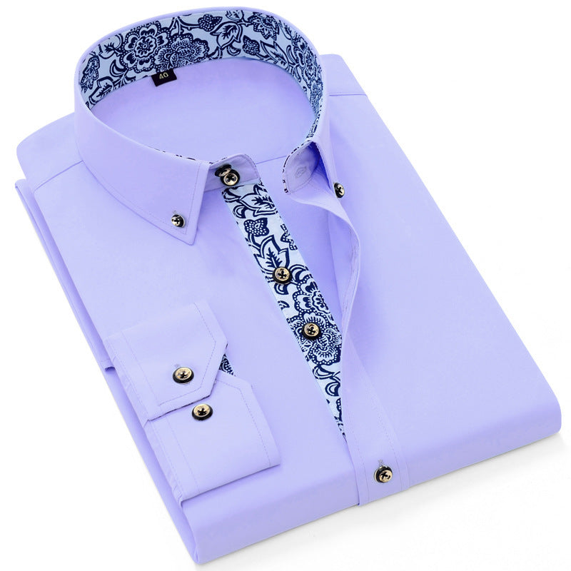 Luke – Business Casual Blue and White Porcelain Long Sleeve Shirt