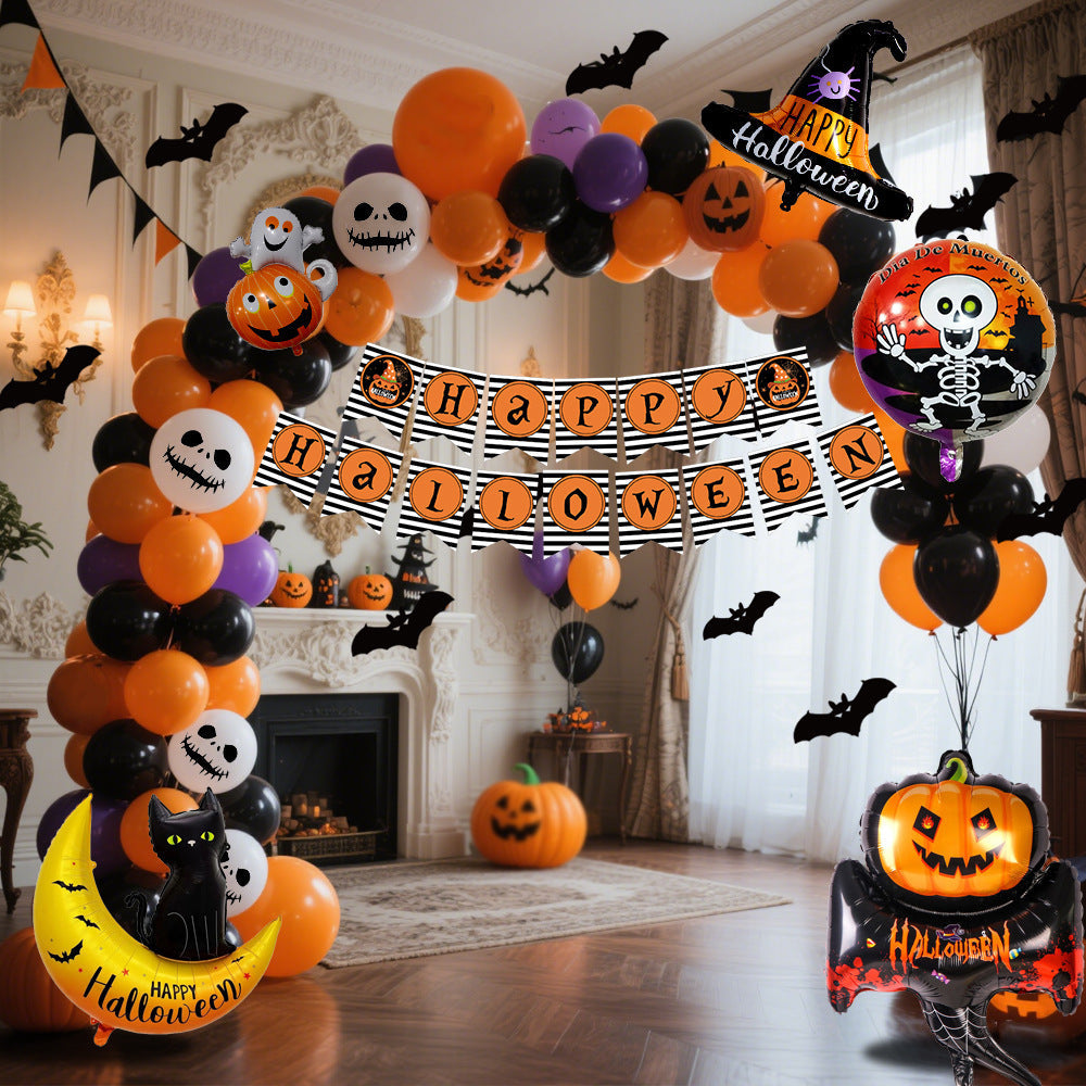 Halloween Party Balloon Decoration Set for Spooky Indoor Celebrations