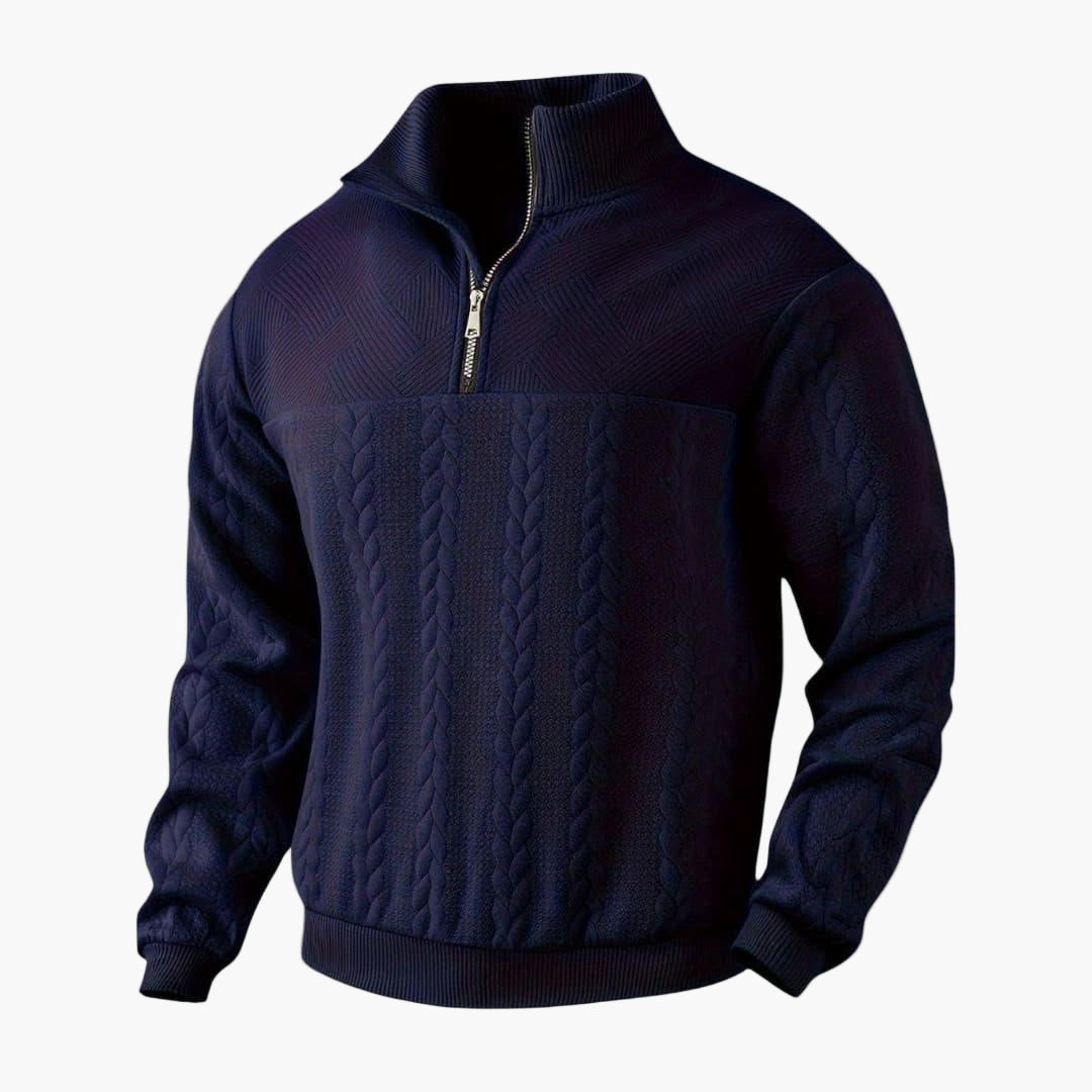 Men's Classic Half-Zip Cable Knit Pullover Sweater, Stylish and Warm for Everyday Wear