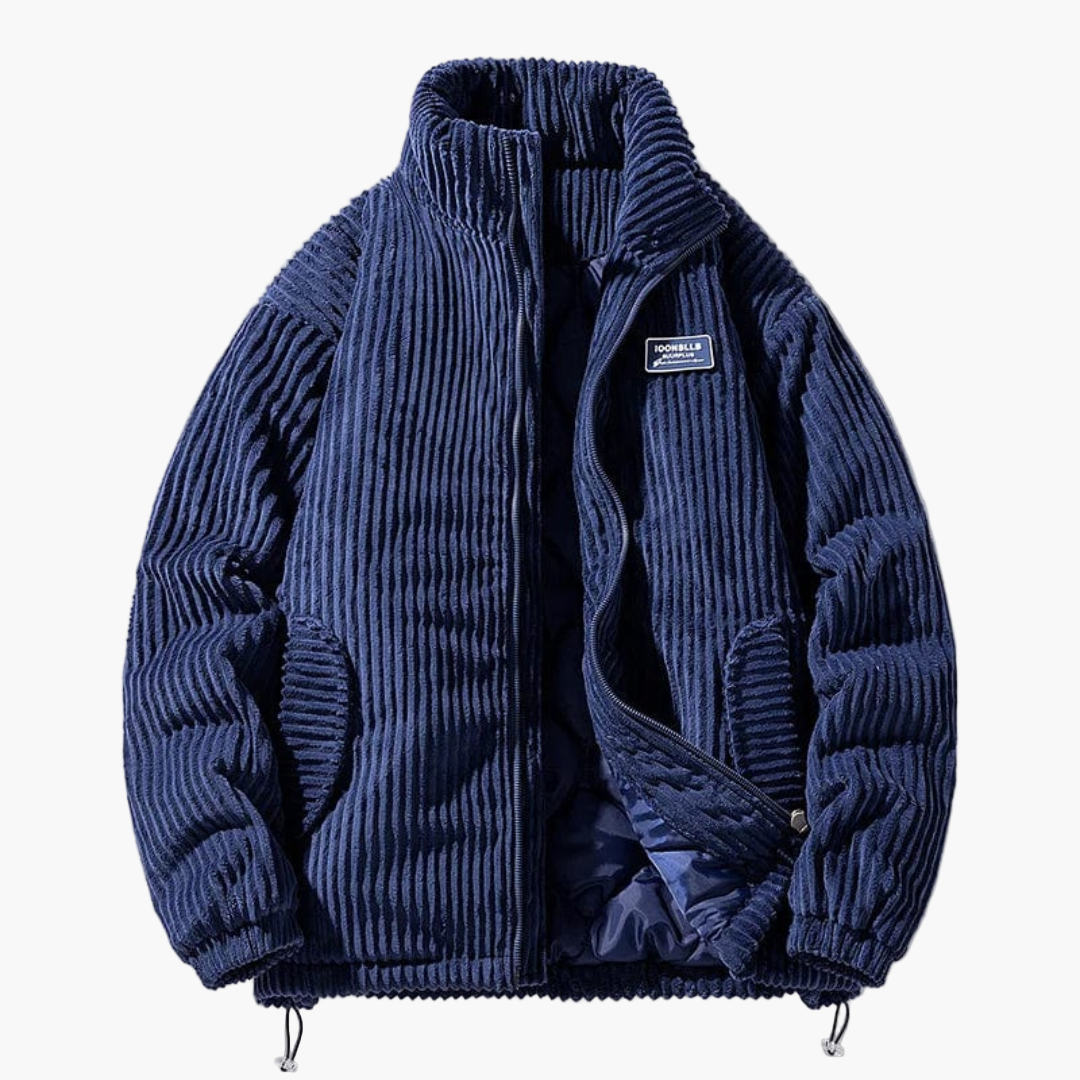 Men's Corduroy Puffer Jacket – Casual Winter Stand Collar Outerwear