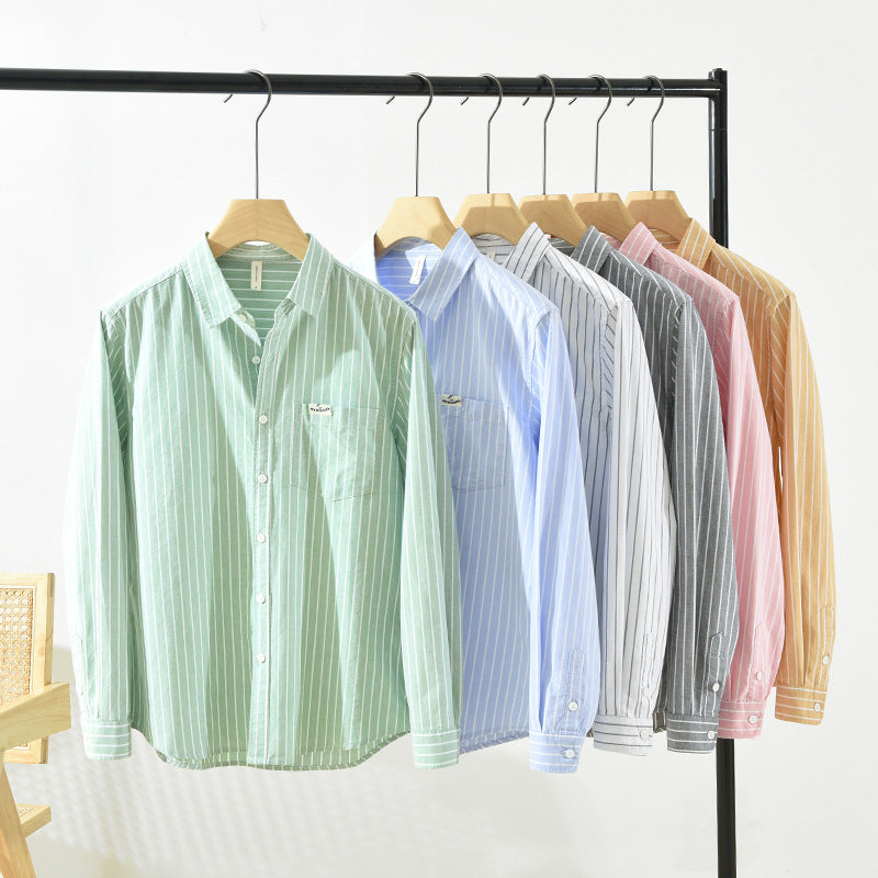 Men’s Casual Striped Long Sleeve Shirt with Classic Button-Down Design