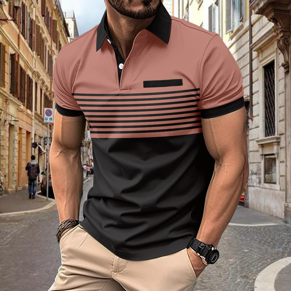 Roy – Casual Striped Shirt with Chest Pocket