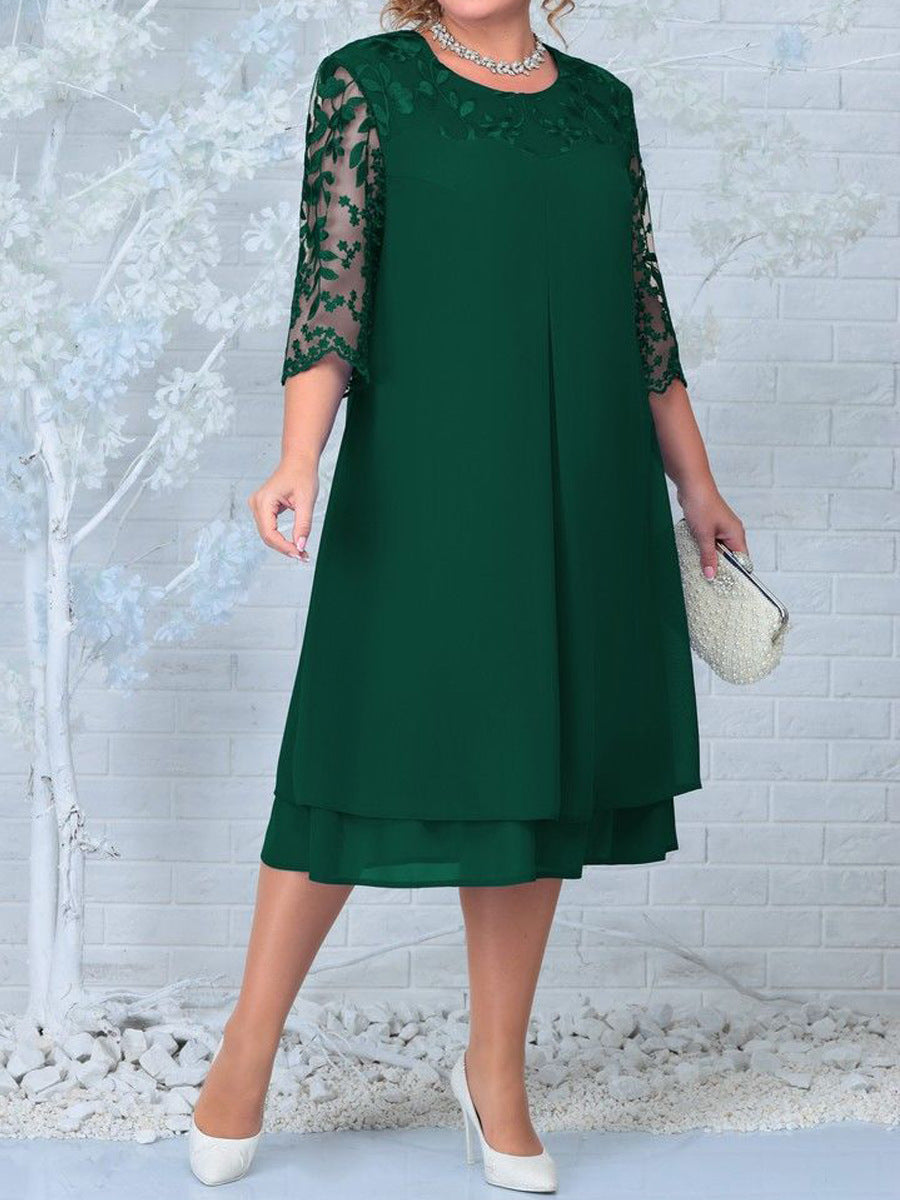 Janet – Women's Embroidered Chiffon Patchwork Dress
