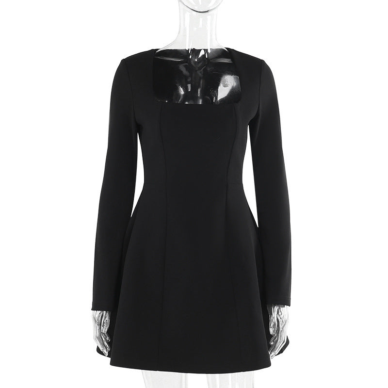 Marie – Slim Fit Square Collar Long Sleeve Dress