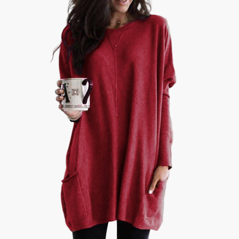 Women's Long Sweater Casual Loose Fit Pullover with Pockets