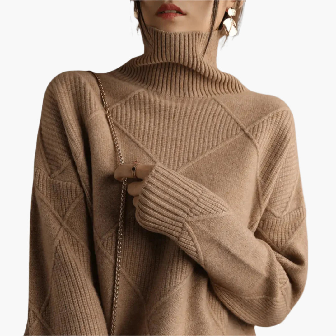 Women's Elegant Turtleneck Sweater with Textured Knit - Stylish Casual or Office Wear