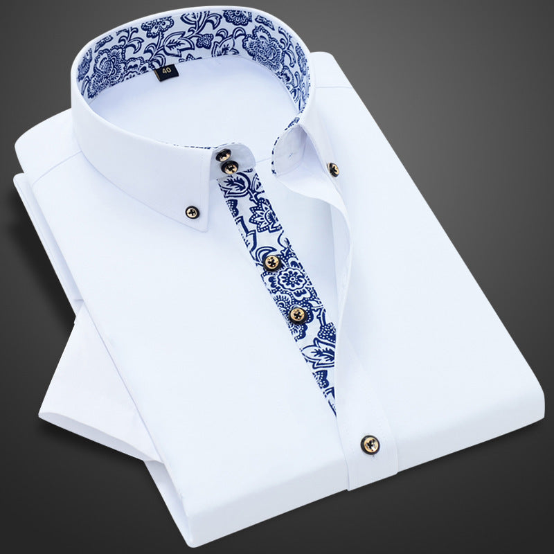 Luke – Business Casual Blue and White Porcelain Long Sleeve Shirt