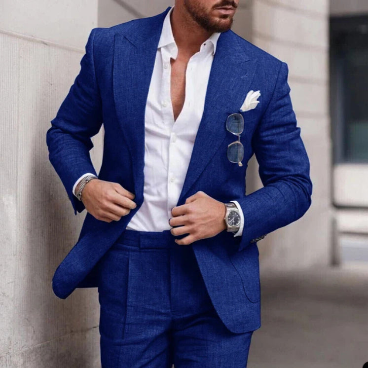 Men’s Tailored Business Suit – 2-Piece Formal Slim Fit Set with Blazer and Pants