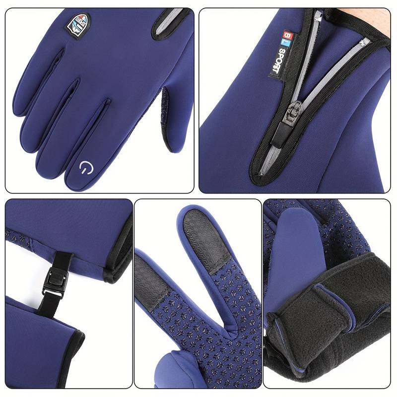 Men's and Women's Winter Outdoor Sports Gloves Windproof Waterproof Thermal Fleece Lined