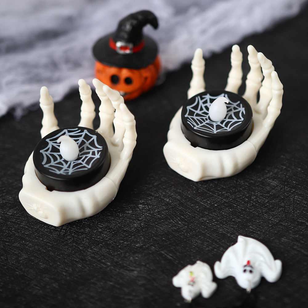 Halloween Skeleton Hand LED Candle Decoration for Spooky Parties and Haunted Houses