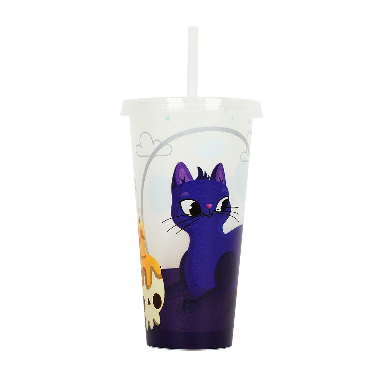 Halloween Glow-in-the-Dark Reusable Tumbler Cup with Straw – Spooky Party Drinkware