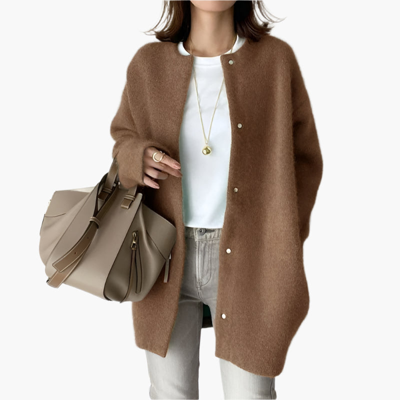 Women's Elegant Casual Knit Cardigan Jacket – Versatile Relaxed Fit Top for Everyday Style