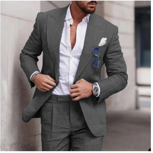 Men’s Tailored Business Suit – 2-Piece Formal Slim Fit Set with Blazer and Pants