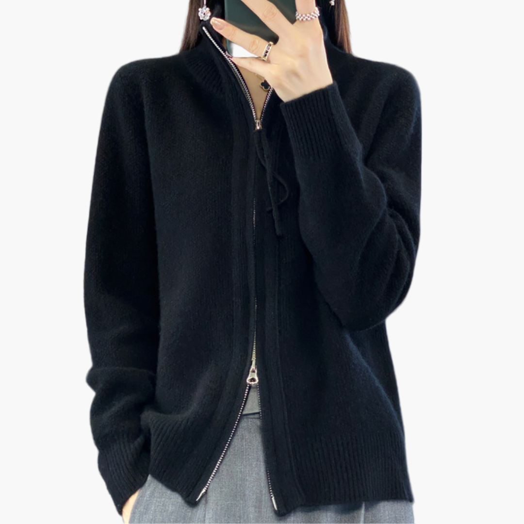 Women's Classic Zip-Up Cardigan Sweater – Elegant Everyday Layer