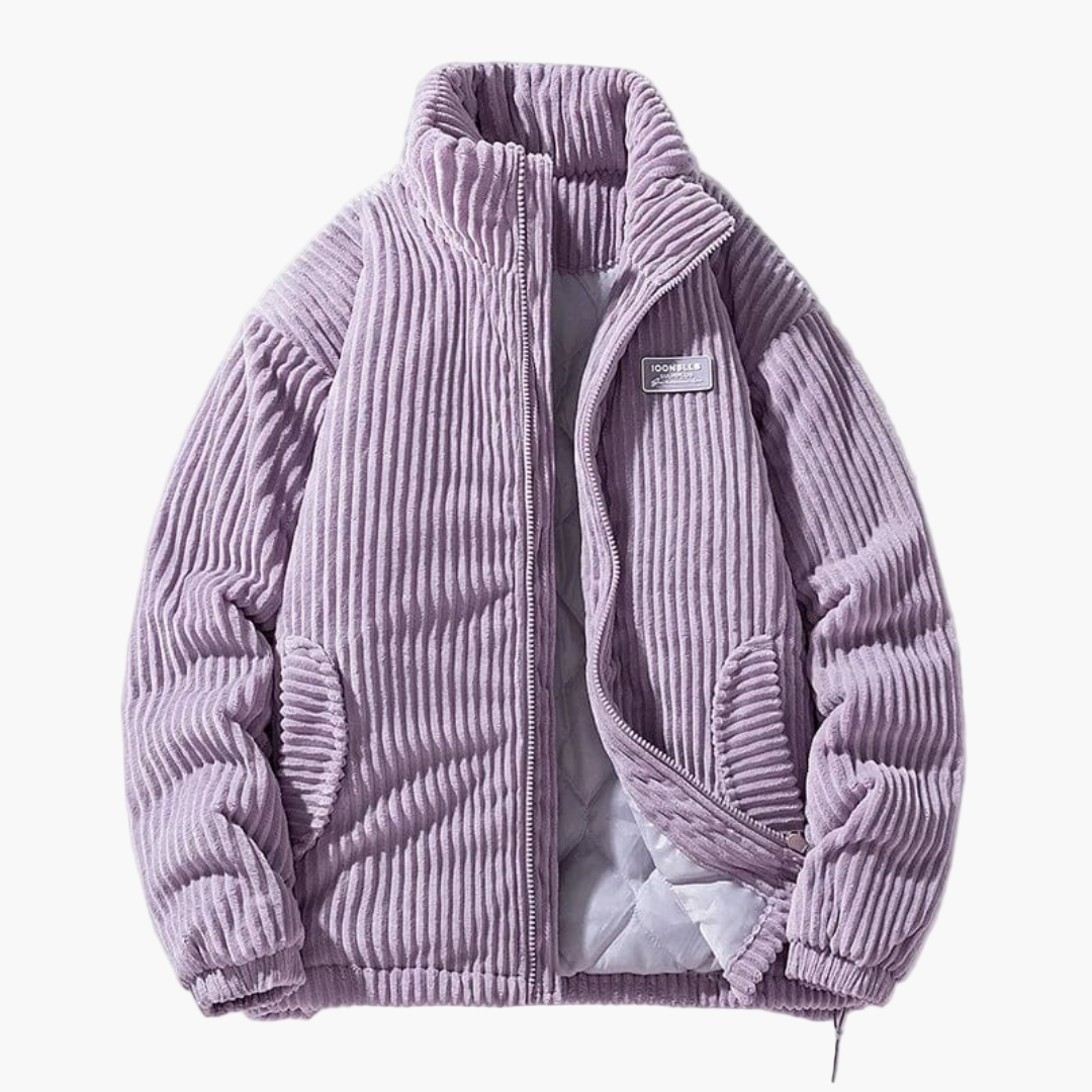Men's Corduroy Puffer Jacket – Casual Winter Stand Collar Outerwear