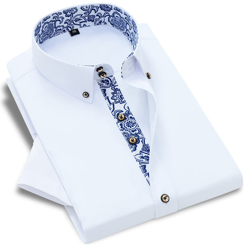 Luke – Business Casual Blue and White Porcelain Long Sleeve Shirt