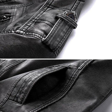 Men's Vintage Style Vegan Leather Biker Jacket – Casual and Versatile Outerwear
