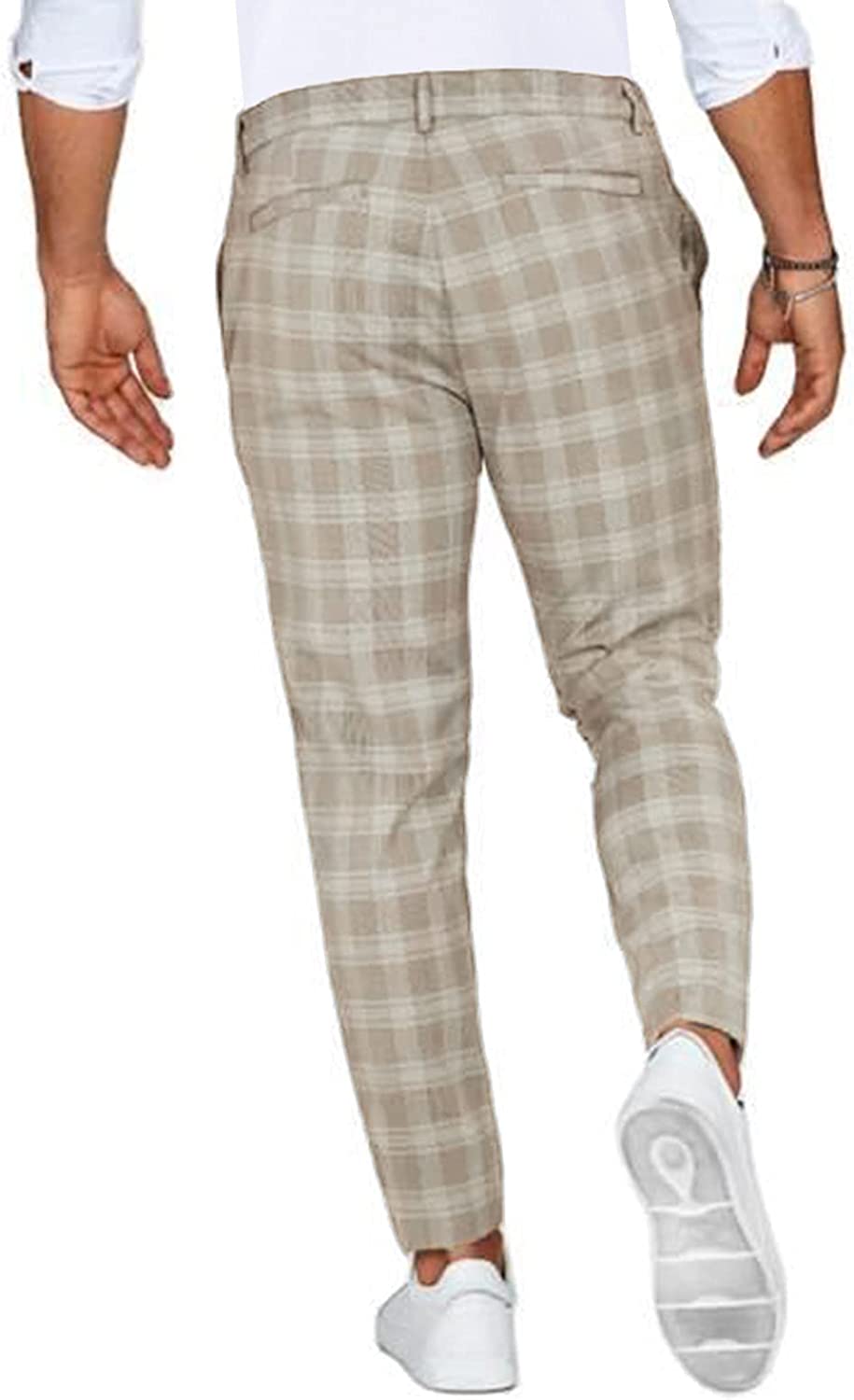 Men's Slim Fit Plaid Chino Pants – Trendy Casual and Smart Style