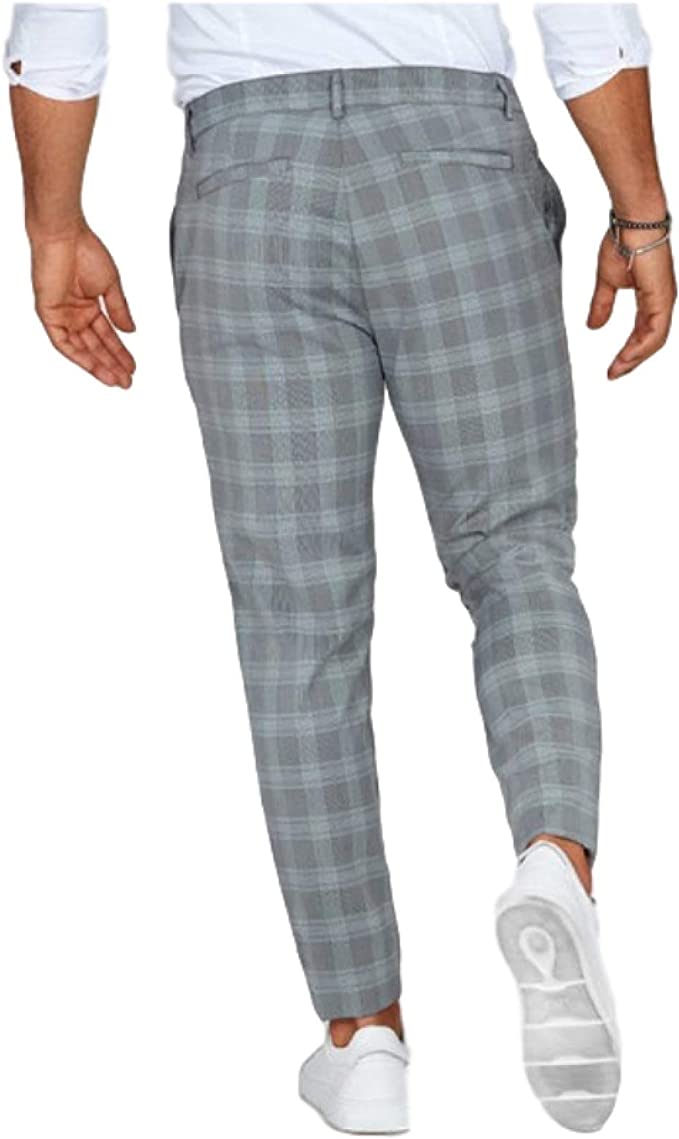 Men's Slim Fit Plaid Chino Pants – Trendy Casual and Smart Style