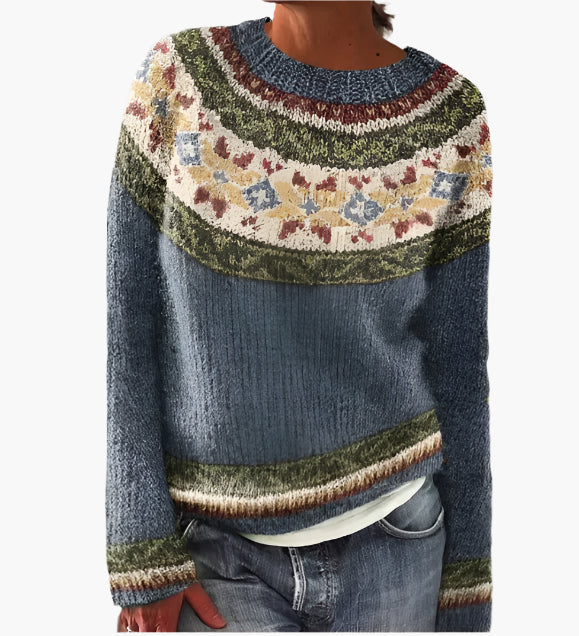 Women's Retro-Style Casual Sweater – Vintage Knit Pullover for Everyday Comfort