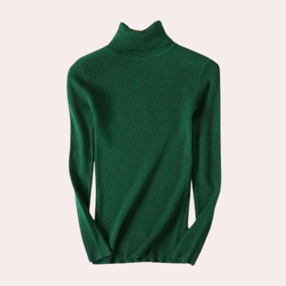 Women's Ribbed Turtleneck Knit Sweater – Elegant Casual Pullover for Versatile Outfits
