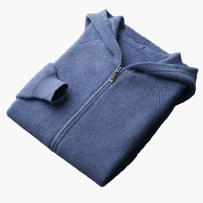 Men's Casual Zip-Up Hooded Cardigan Sweater for Everyday Comfort and Style