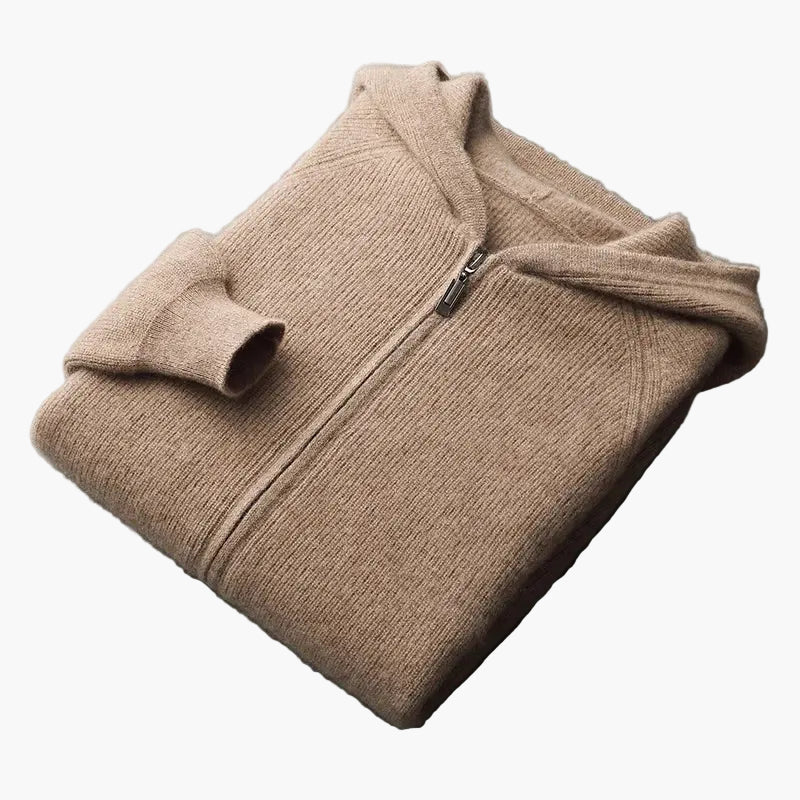 Men's Casual Zip-Up Hooded Cardigan Sweater for Everyday Comfort and Style