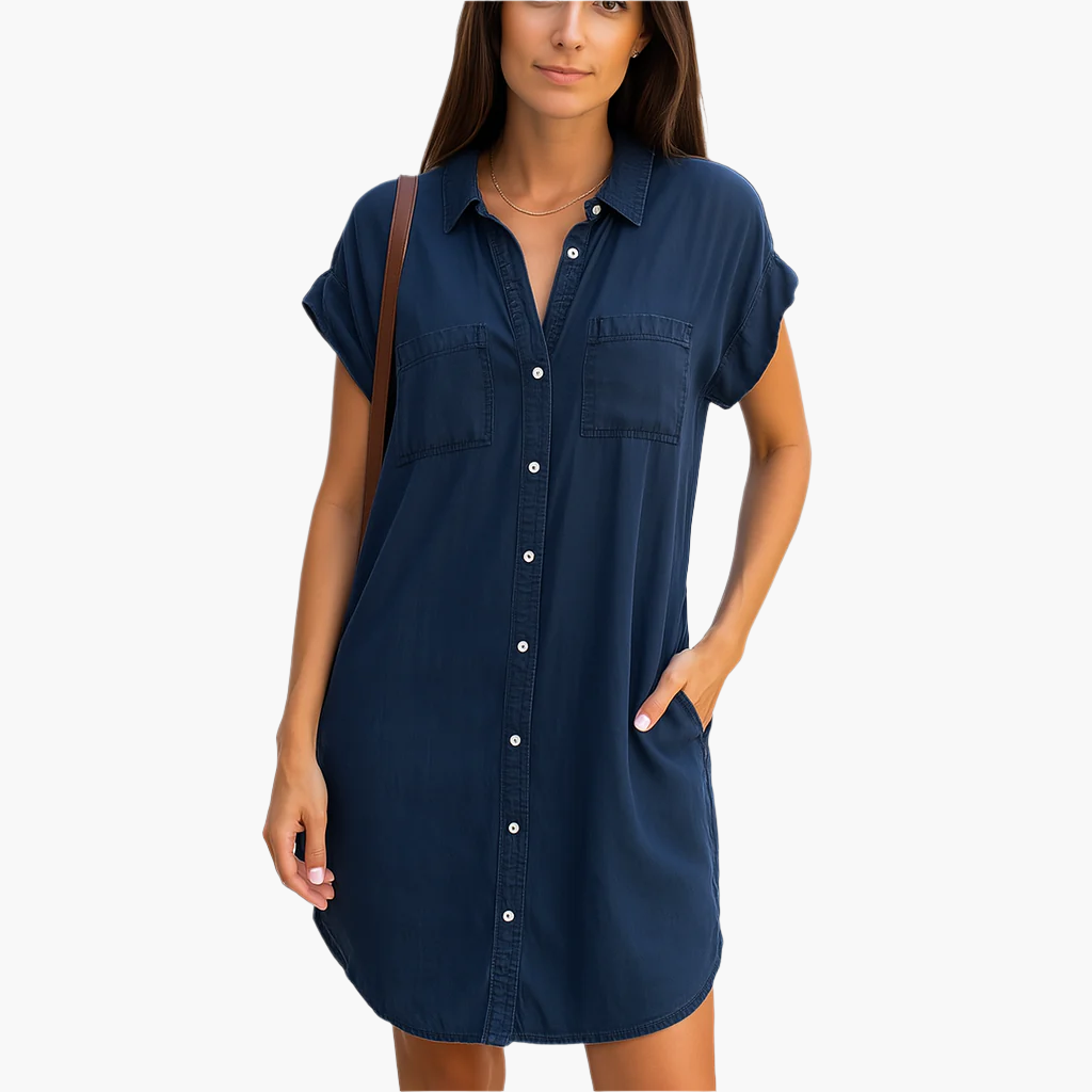 Women's Casual Denim Shirt Dress – Relaxed Fit, Everyday Style