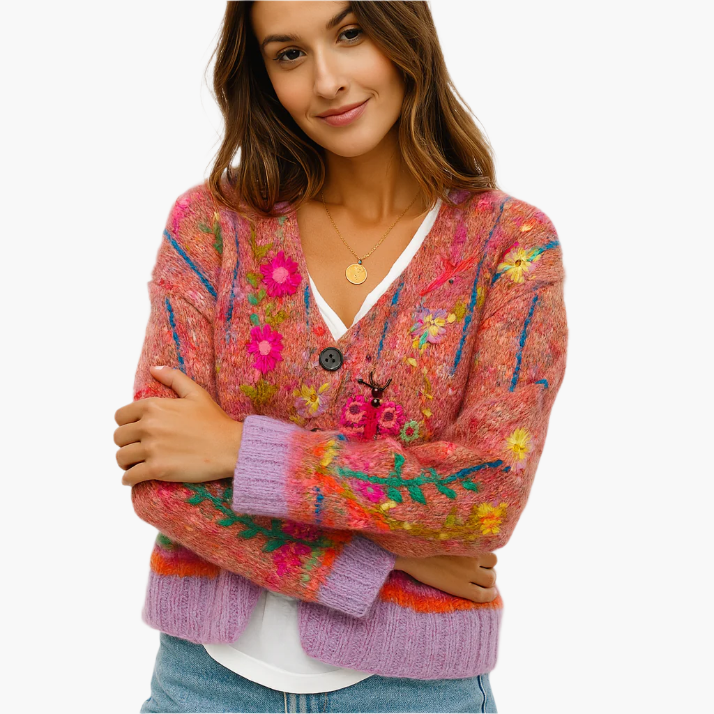 Women's Artistic Knit Cardigan Sweater – Boho Chic Style for Cozy Everyday Looks