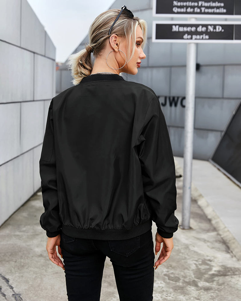 Women's Classic Bomber Jacket Casual Street Style
