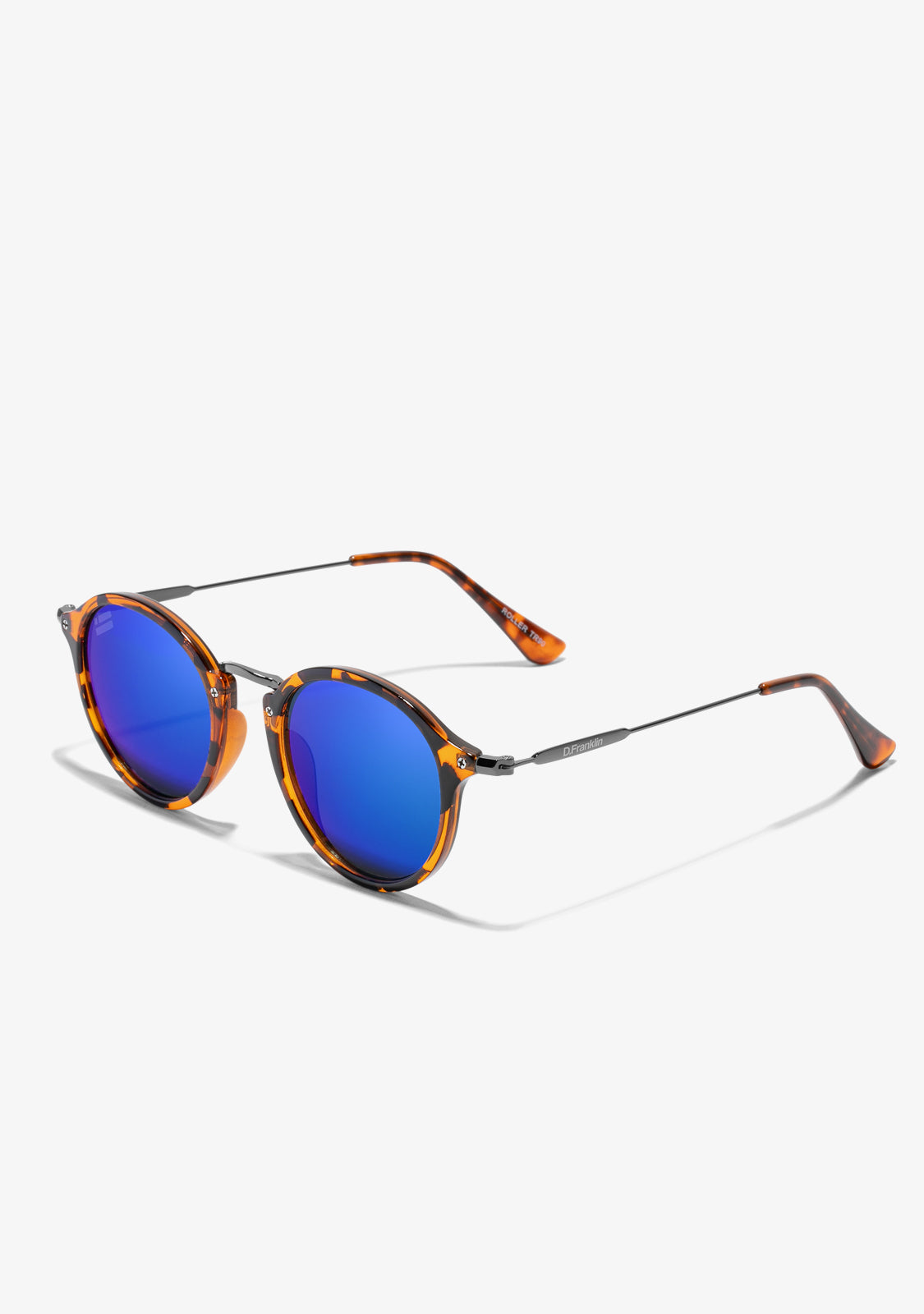 Natasha – Unisex Round Tortoise Shell Sunglasses with Polarized Blue Mirrored Lenses