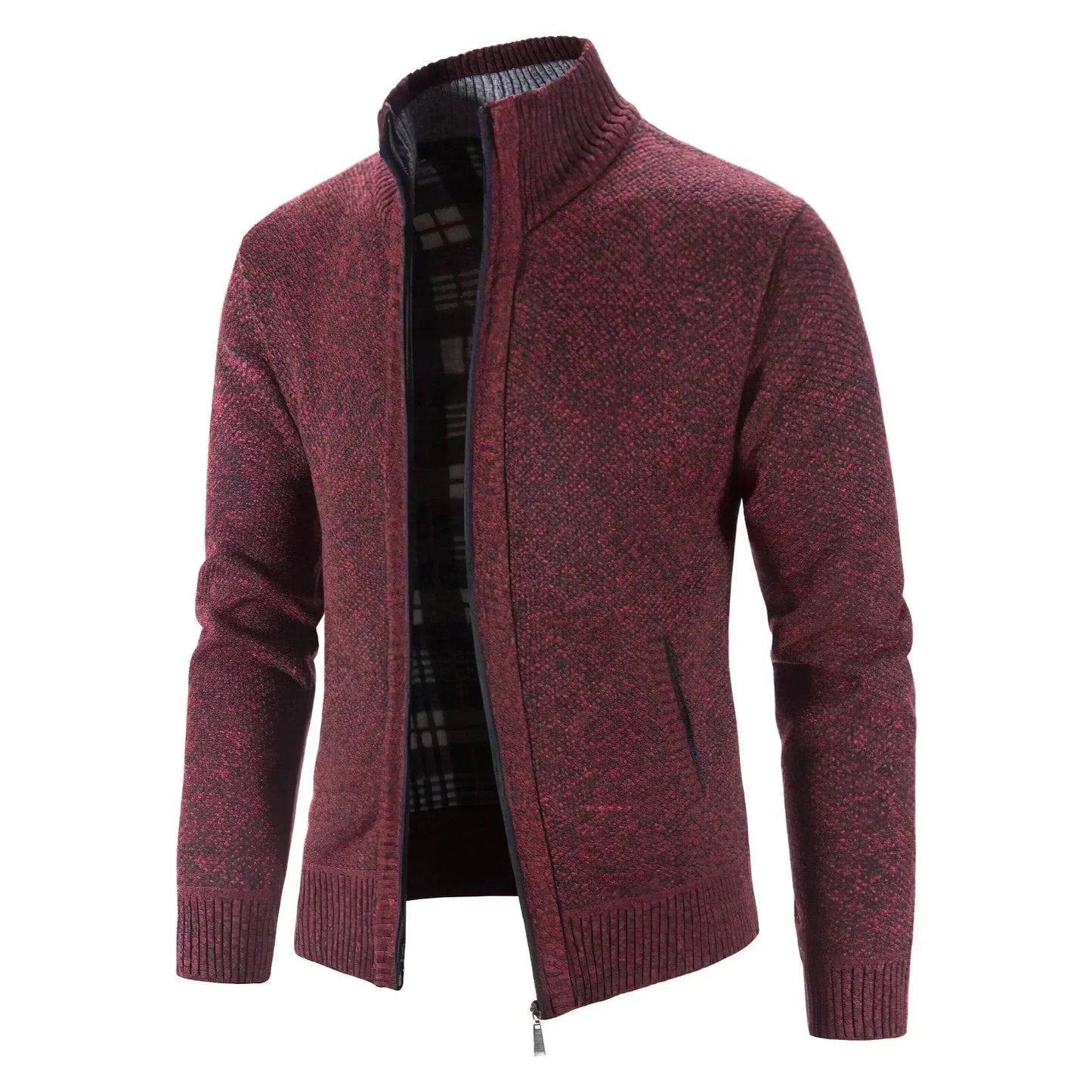 Men's Modern Zip-Up Knit Cardigan Sweater for Casual and Office Wear