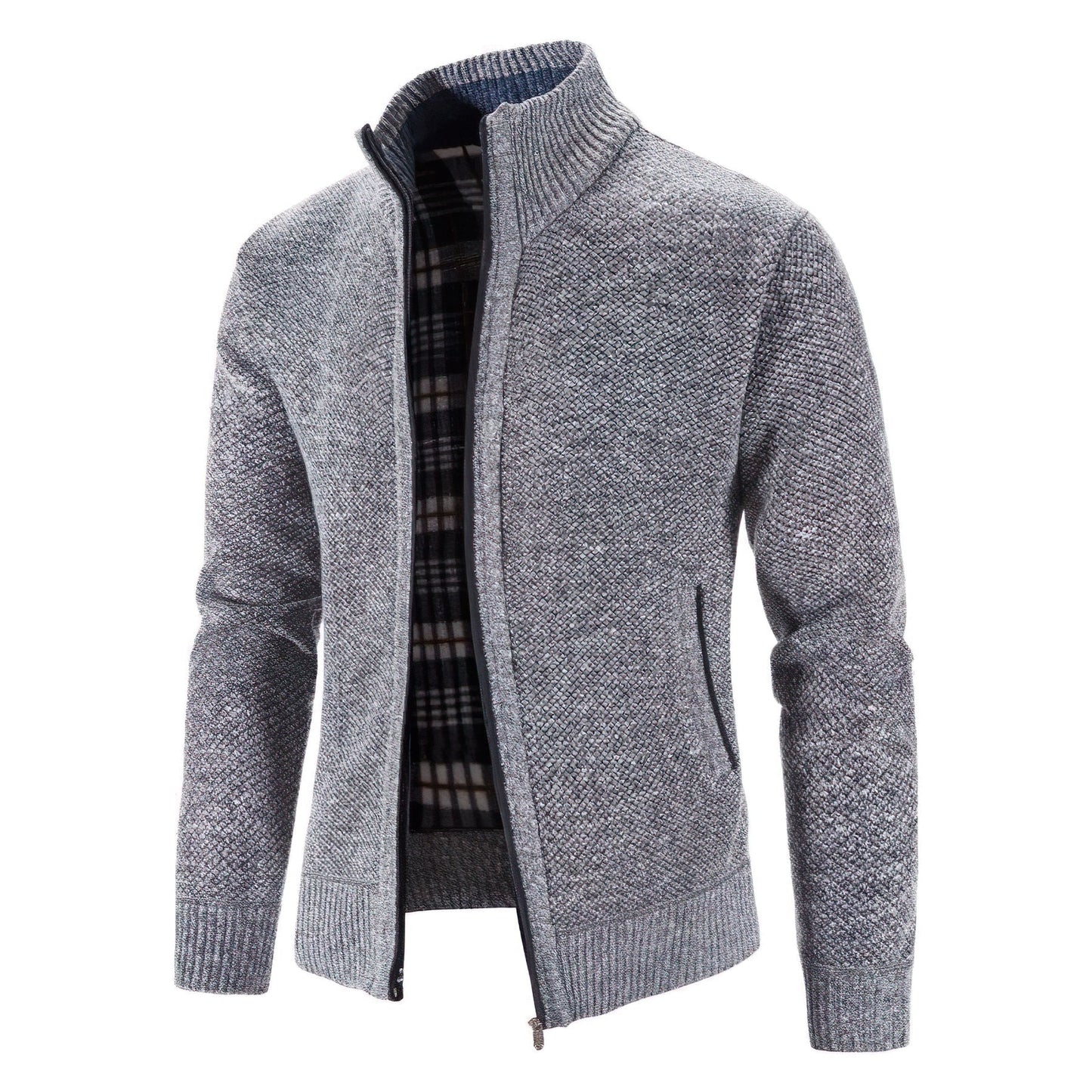 Men's Modern Zip-Up Knit Cardigan Sweater for Casual and Office Wear