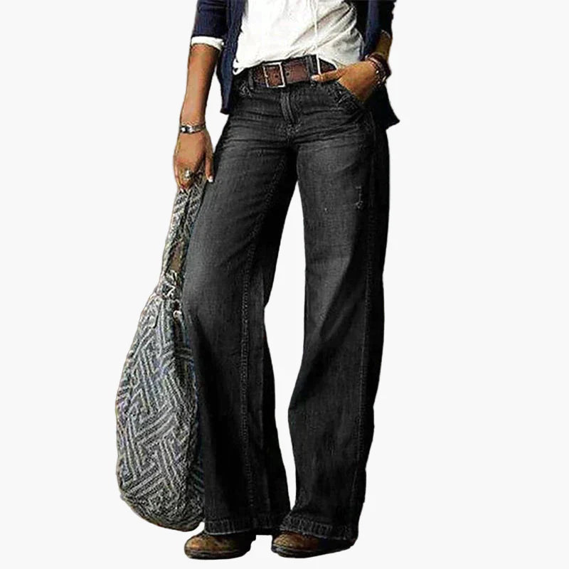 Women's High Waist Wide Leg Jeans Vintage Style Casual Denim Pants