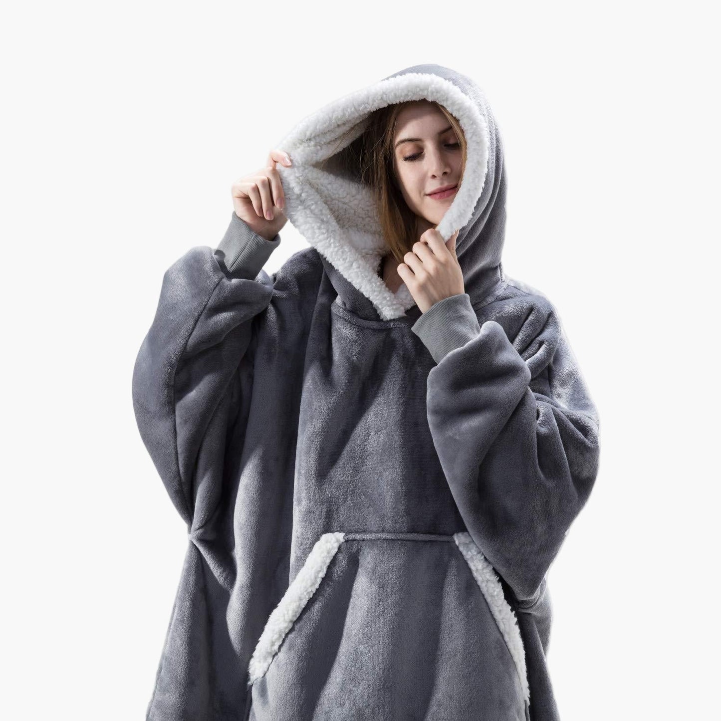 Women's Cozy Oversized Hoodie Blanket – Ultra Soft Fleece Lounge Wear with Hood and Pockets