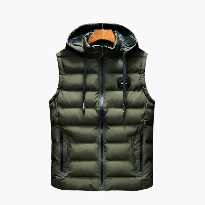 Men's Puffer Thermal Vest with Hood – Modern Outdoor and Casual Style