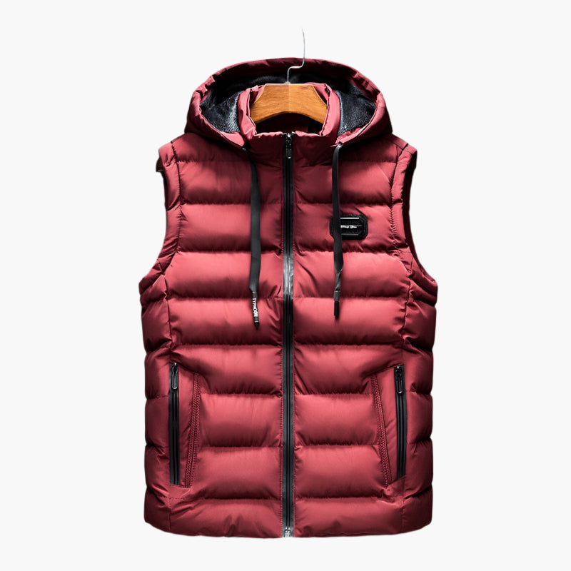 Men's Puffer Thermal Vest with Hood – Modern Outdoor and Casual Style