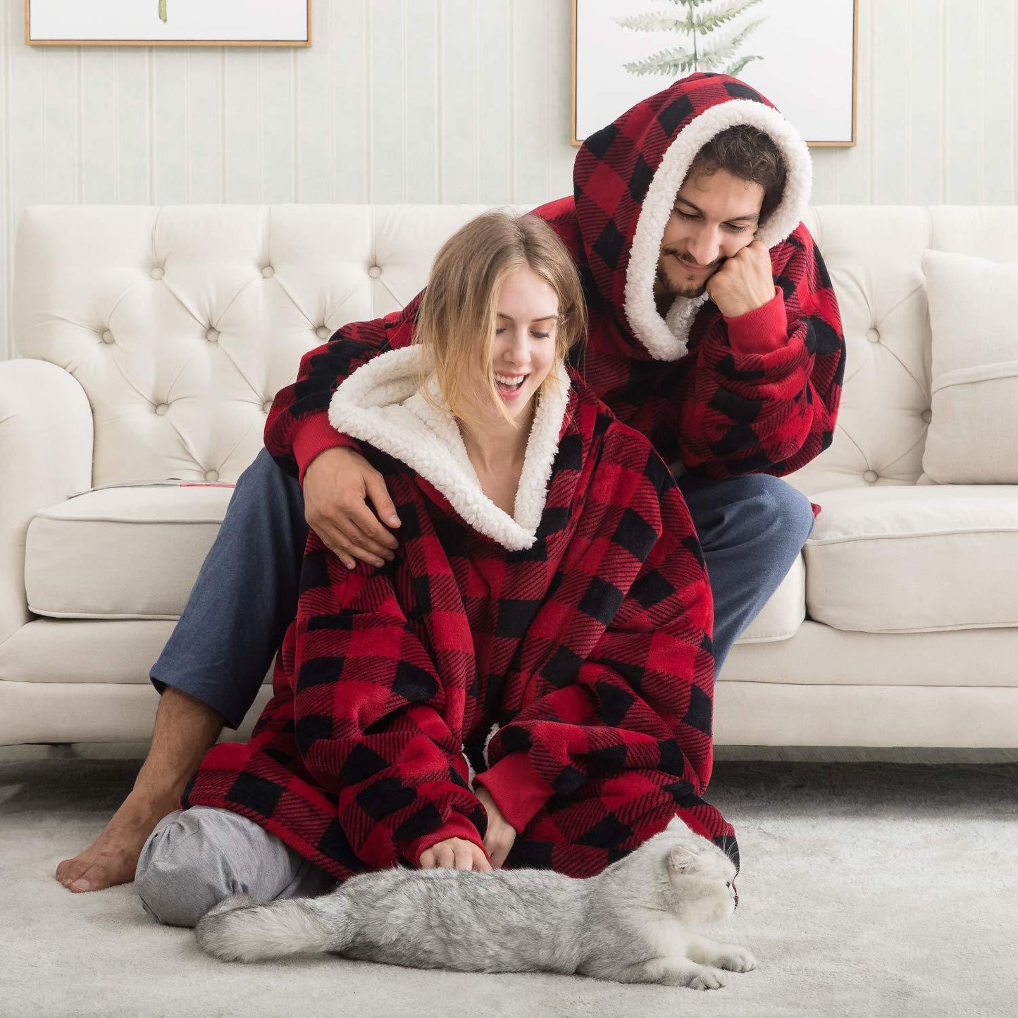 Women's Cozy Oversized Hoodie Blanket – Ultra Soft Fleece Lounge Wear with Hood and Pockets