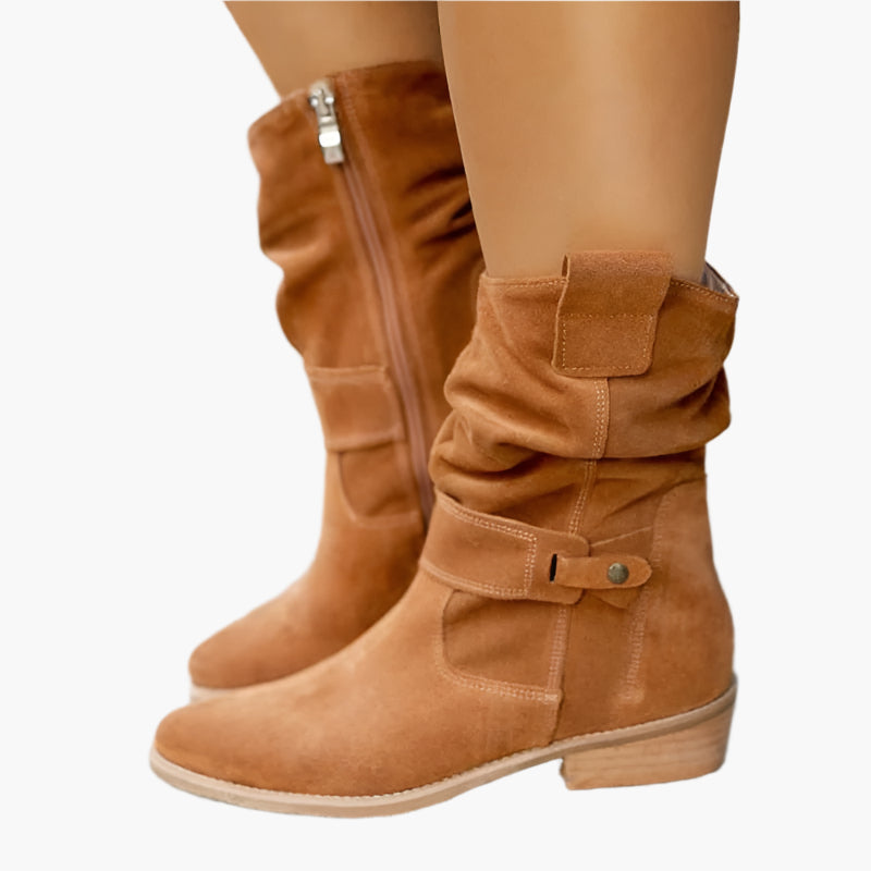Women's Low-Cut Suede Boots with Zipper – Casual Comfortable Slip-Resistant Style