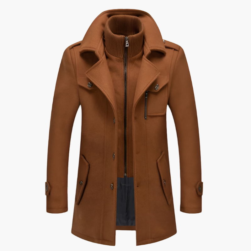 Men's Fashion Winter Overcoat with Layered Collar – Elegant Casual Outerwear